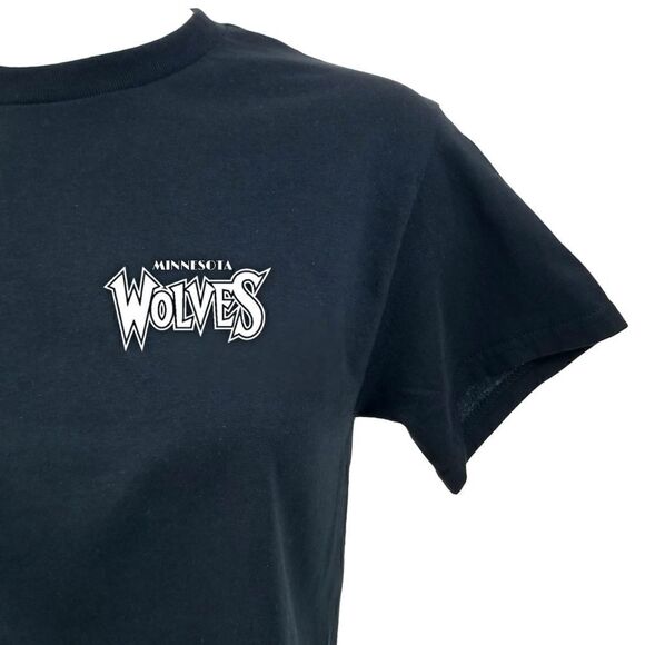 MINNESOTA TIMBERWOLVES Double Script Retro Logo BLACK Basketball Jersey Rap Tee - Picture 2 of 4